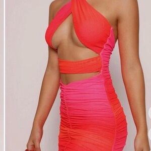 Tiger Mist Halter Cutout Mini Dress